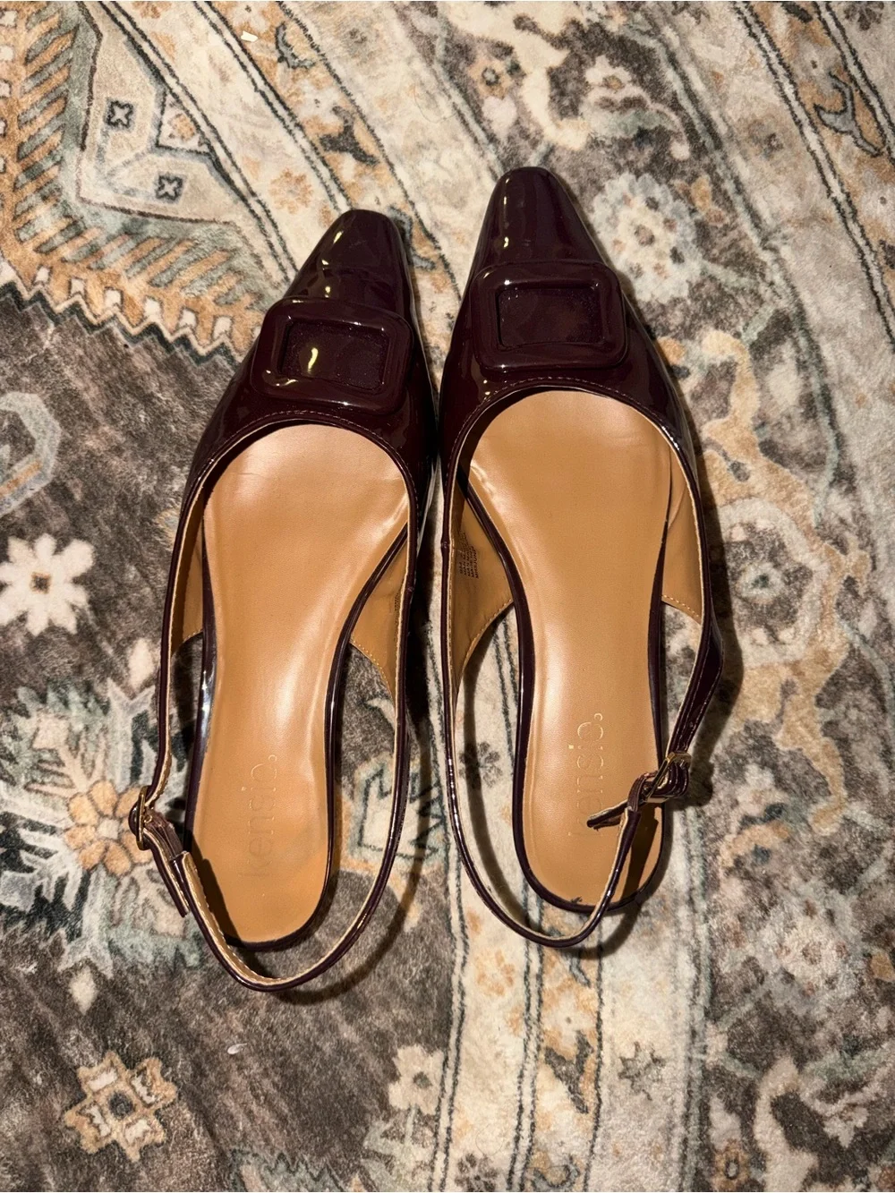 kenzie Patent Slingback Flats in Deep Burgundy